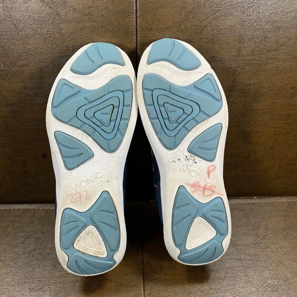 Vionic Audie Navy Blue Pink Orthotic Sneakers Shoes Women’s Size 9.5